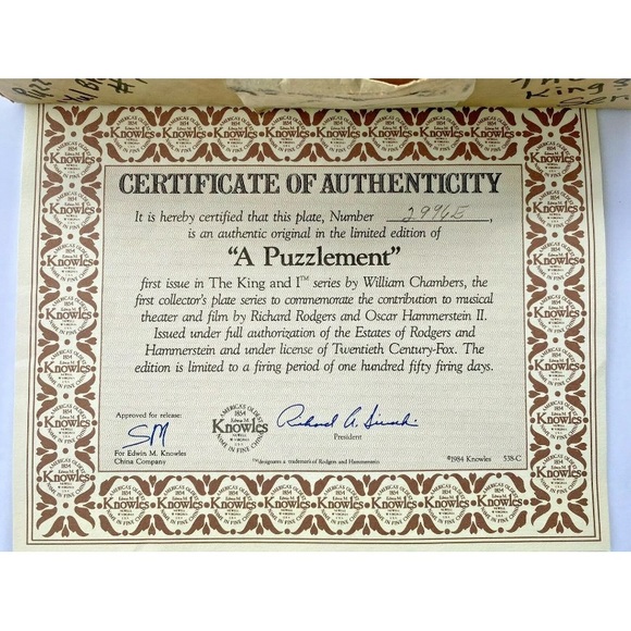 King and I Embezzelment Porcelain Plate - Picture 3 of 3